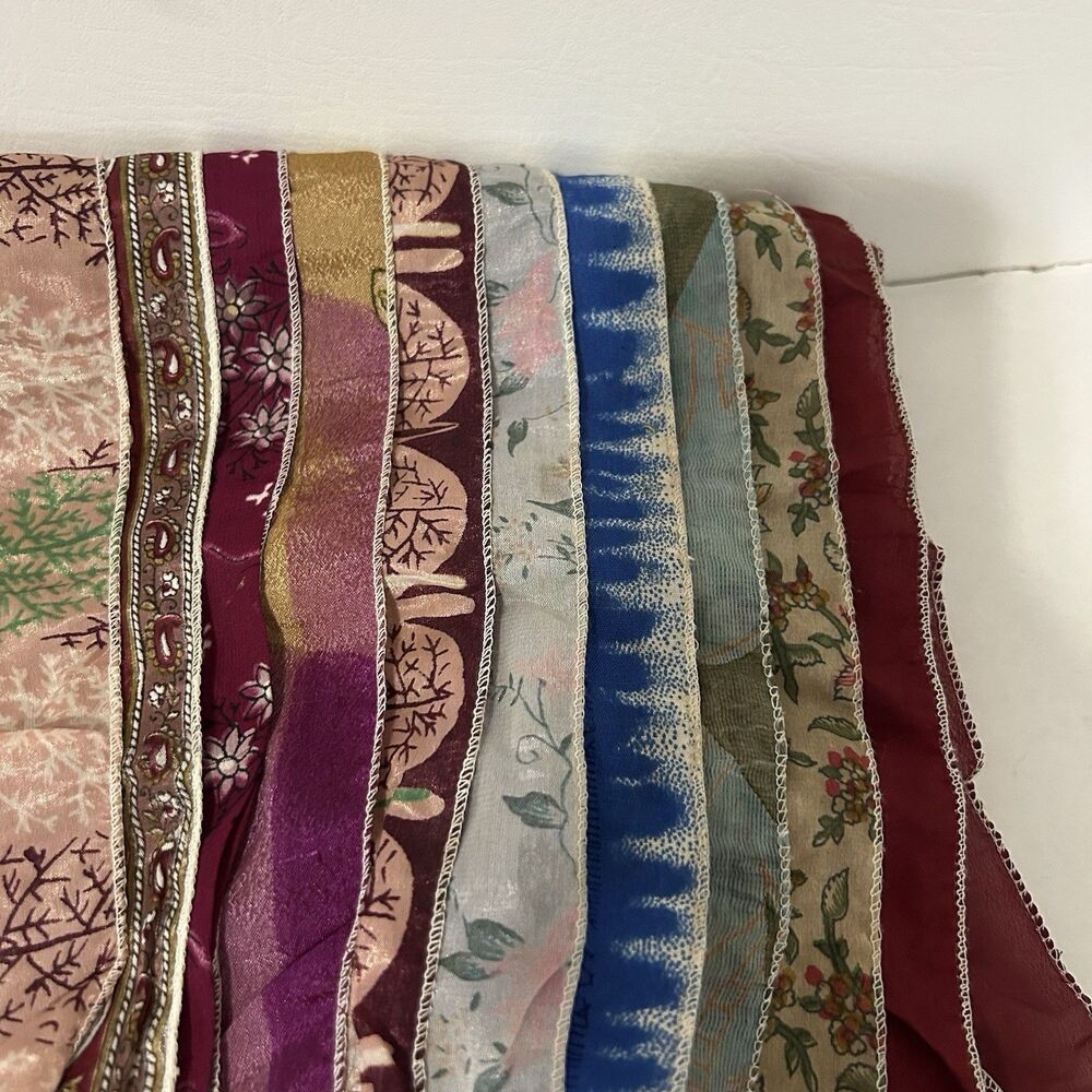 Art Studio Company Bohemian Patchwork Multi-Color Scarf Silk 10”x74” NWT Gypsy